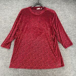 LOGO Lori Goldstein Top Plus Size 2X Red Velvet Burnout Sheer Whimsigoth Vamp